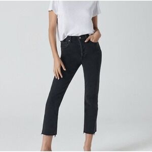 Denim Forum The Arlo High Rise Straight DARKWASH‎ Denim Jeans Size 25L 24W CROP